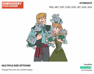 Kristoff, Anna, Baby Trolls - Disney's Frozen - Embroidery Design in 3 sizes & 8 formats