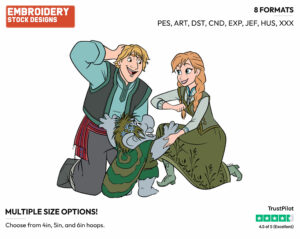 Kristoff, Anna, Bulda - Disney's Frozen - Embroidery Design in 3 sizes & 8 formats