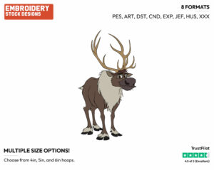 Sven - Disney's Frozen - Embroidery Design in 3 sizes & 8 formats
