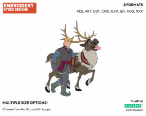 Kristoff, Sven - Disney's Frozen - Embroidery Design in 3 sizes & 8 formats