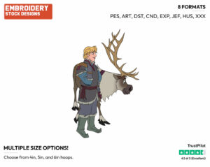 Kristoff, Sven - Disney's Frozen - Embroidery Design in 3 sizes & 8 formats