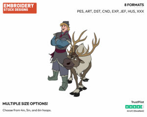 Kristoff, Sven - Disney's Frozen - Embroidery Design in 3 sizes & 8 formats