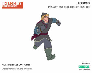 Kristoff Running - Disney's Frozen - Embroidery Design in 3 sizes & 8 formats