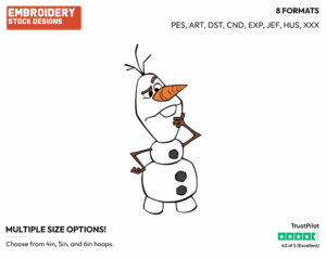 Olaf Looking Thoughtful Or Puzzled - Disney's Frozen - Embroidery Design in 3 sizes & 8 formats