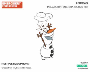 Cheerful Olaf - Disney's Frozen - Embroidery Design in 3 sizes & 8 formats