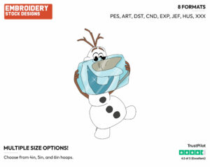 Olaf Holding Ice Cube In Front Of Face - Disney's Frozen - Embroidery Design in 3 sizes & 8 formats
