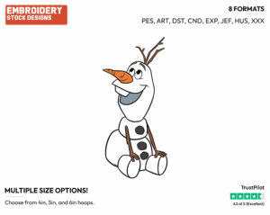 Olaf Sitting Down - Disney's Frozen - Embroidery Design in 3 sizes & 8 formats