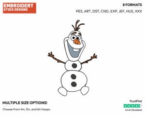 Olaf Smiling - Disney's Frozen - Embroidery Design in 3 sizes & 8 formats