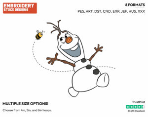 Olaf, Bee In Summer - Disney's Frozen - Embroidery Design in 3 sizes & 8 formats