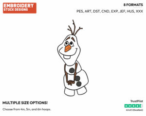Cute Olaf - Disney's Frozen - Embroidery Design in 3 sizes & 8 formats