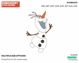 Happy Olaf - Disney's Frozen - Embroidery Design in 3 sizes & 8 formats