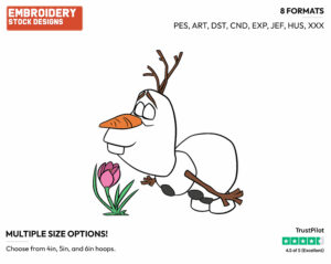 Olaf Smelling Flower - Disney's Frozen - Embroidery Design in 3 sizes & 8 formats