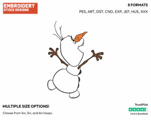 Olaf Back View - Disney's Frozen - Embroidery Design in 3 sizes & 8 formats