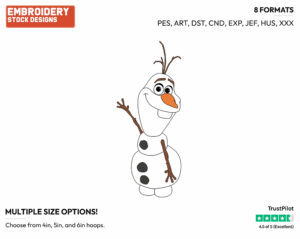 Olaf Waving - Disney's Frozen - Embroidery Design in 3 sizes & 8 formats