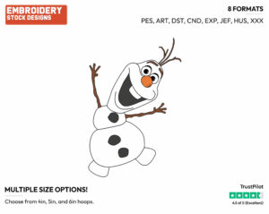 Cute Olaf - Disney's Frozen - Embroidery Design in 3 sizes & 8 formats