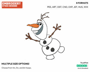 Olaf - Disney's Frozen - Embroidery Design in 3 sizes & 8 formats