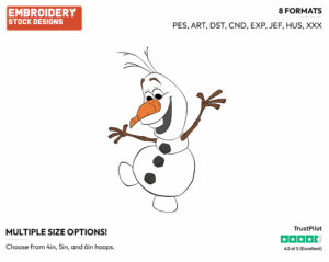 Happy Olaf - Disney's Frozen - Embroidery Design in 3 sizes & 8 formats