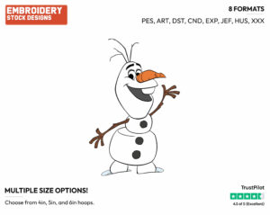 Olaf Waving - Disney's Frozen - Embroidery Design in 3 sizes & 8 formats