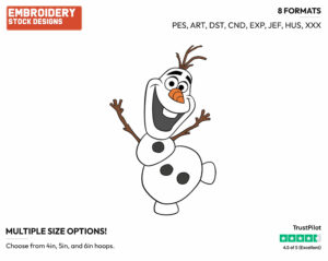 Olaf Looking Excited - Disney's Frozen - Embroidery Design in 3 sizes & 8 formats