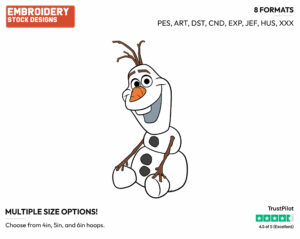 Olaf Sitting Down - Disney's Frozen - Embroidery Design in 3 sizes & 8 formats