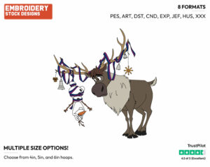 Sven, Olaf At Christmas - Disney's Frozen - Embroidery Design in 3 sizes & 8 formats
