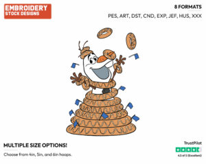 Olaf Jumping Out Of Cake - Disney's Frozen - Embroidery Design in 3 sizes & 8 formats