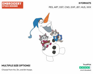 Olaf Holding Kittens - Disney's Frozen - Embroidery Design in 3 sizes & 8 formats
