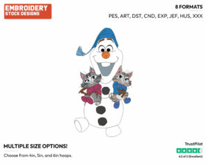 Olaf Holding Kittens - Disney's Frozen - Embroidery Design in 3 sizes & 8 formats