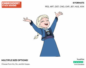 Young Elsa - Disney's Frozen - Embroidery Design in 3 sizes & 8 formats