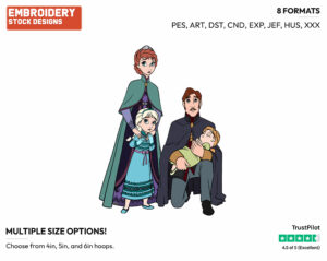 Young Anna, Elsa, King, Queen Of Arendelle - Disney's Frozen - Embroidery Design in 3 sizes & 8 formats
