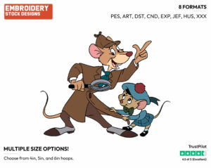 Olivia, Basil - Disney's The Great Mouse Detective - Embroidery Design in 3 sizes & 8 formats