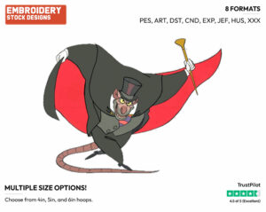 Ratigan - Disney's The Great Mouse Detective - Embroidery Design in 3 sizes & 8 formats