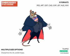 Ratigan - Disney's The Great Mouse Detective - Embroidery Design in 3 sizes & 8 formats