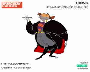 Ratigan - Disney's The Great Mouse Detective - Embroidery Design in 3 sizes & 8 formats