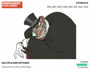Ratigan - Disney's The Great Mouse Detective - Embroidery Design in 3 sizes & 8 formats