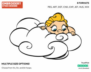 Baby Hercules Hiding In A Cloud - Disney's Hercules - Embroidery Design in 3 sizes & 8 formats