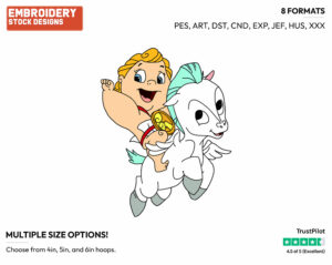 Baby Hercules Riding Pegasus - Disney's Hercules - Embroidery Design in 3 sizes & 8 formats