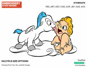 Baby Hercules, Pegasus - Disney's Hercules - Embroidery Design in 3 sizes & 8 formats