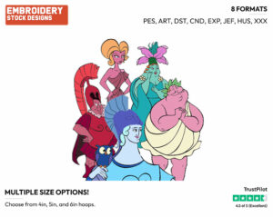 Athena, Demeter, Aphrodite, Ares, Dionysus - Disney's Hercules - Embroidery Design in 3 sizes & 8 formats