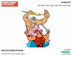 Zeus, Hercules - Disney's Hercules - Embroidery Design in 3 sizes & 8 formats