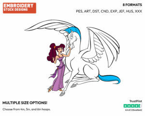 Meg, Pegasus - Disney's Hercules - Embroidery Design in 3 sizes & 8 formats