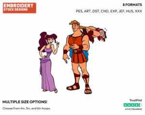 Hercules, Meg, Phil - Disney's Hercules - Embroidery Design in 3 sizes & 8 formats