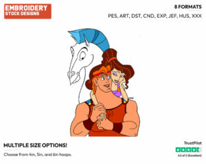 Hercules, Meg, Pegasus - Disney's Hercules - Embroidery Design in 3 sizes & 8 formats