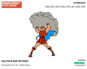 Hercules Lifting Rock - Disney's Hercules - Embroidery Design in 3 sizes & 8 formats