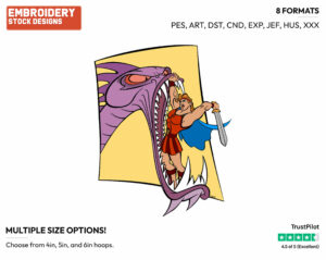 Hercules Fighting The Hydra - Disney's Hercules - Embroidery Design in 3 sizes & 8 formats