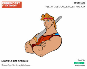 Hercules Holding His Sword - Disney's Hercules - Embroidery Design in 3 sizes & 8 formats