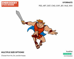 Hercules With His Sword - Disney's Hercules - Embroidery Design in 3 sizes & 8 formats