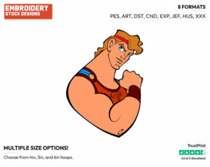 Hercules Flexing - Disney's Hercules - Embroidery Design in 3 sizes & 8 formats