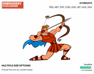 Hercules Aiming Bow, Arrow - Disney's Hercules - Embroidery Design in 3 sizes & 8 formats