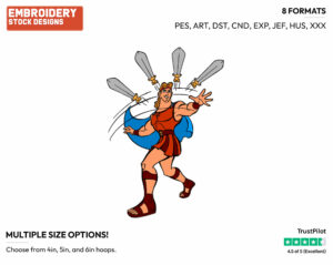 Hercules Throwing Swords - Disney's Hercules - Embroidery Design in 3 sizes & 8 formats